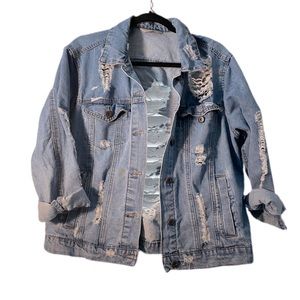 Denim Ripped Jacket 🤍